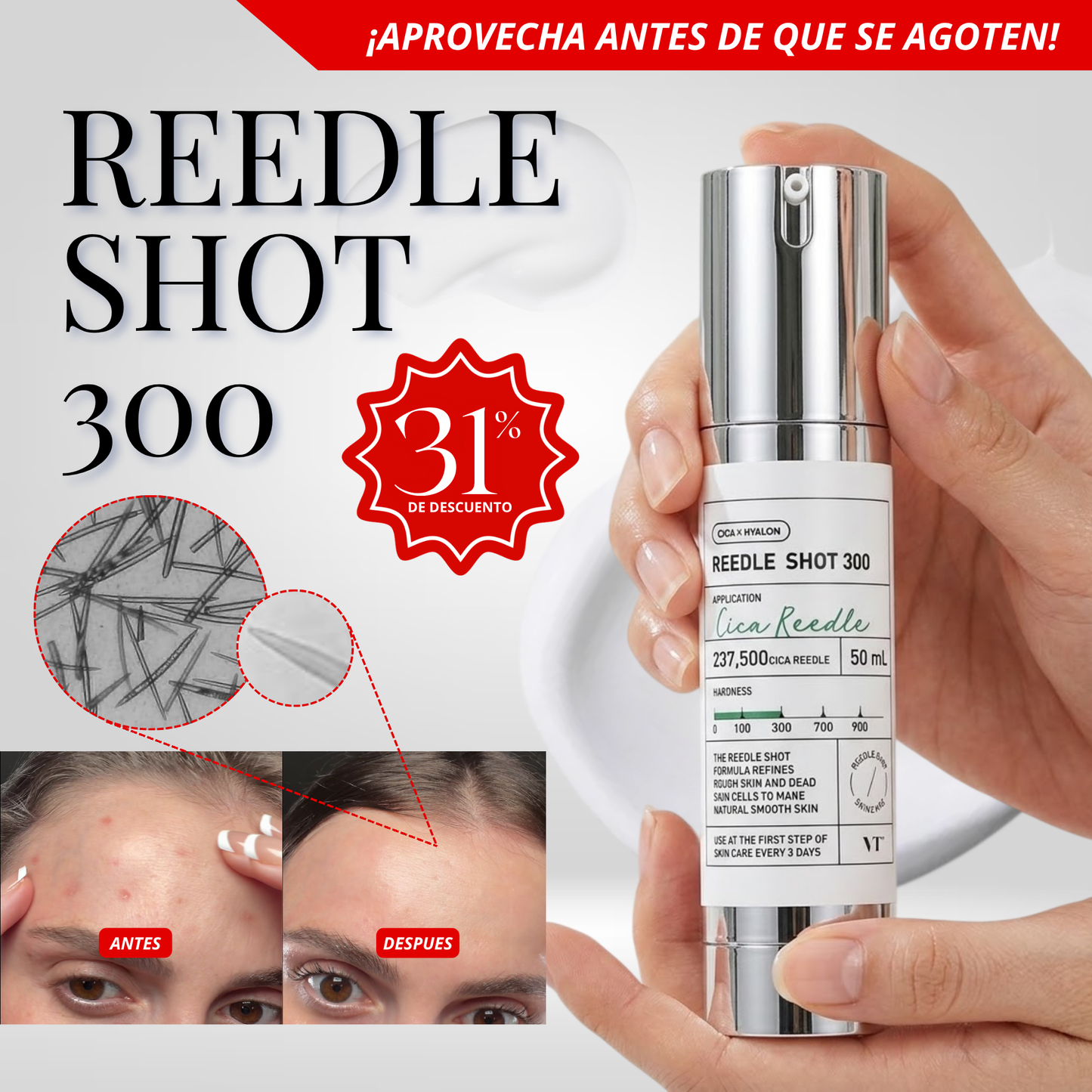 Reedle Shot 300: Micro-agujas de Absorción Profunda para una Piel de Porcelana